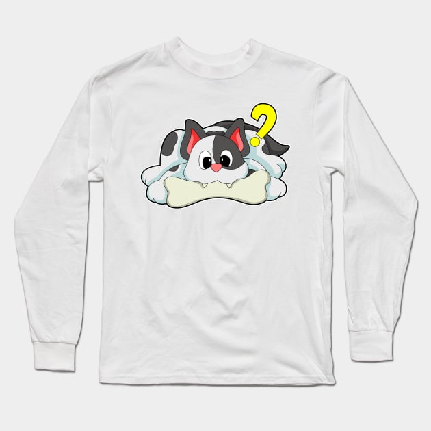 Cat with Bone Long Sleeve T-Shirt by Markus Schnabel